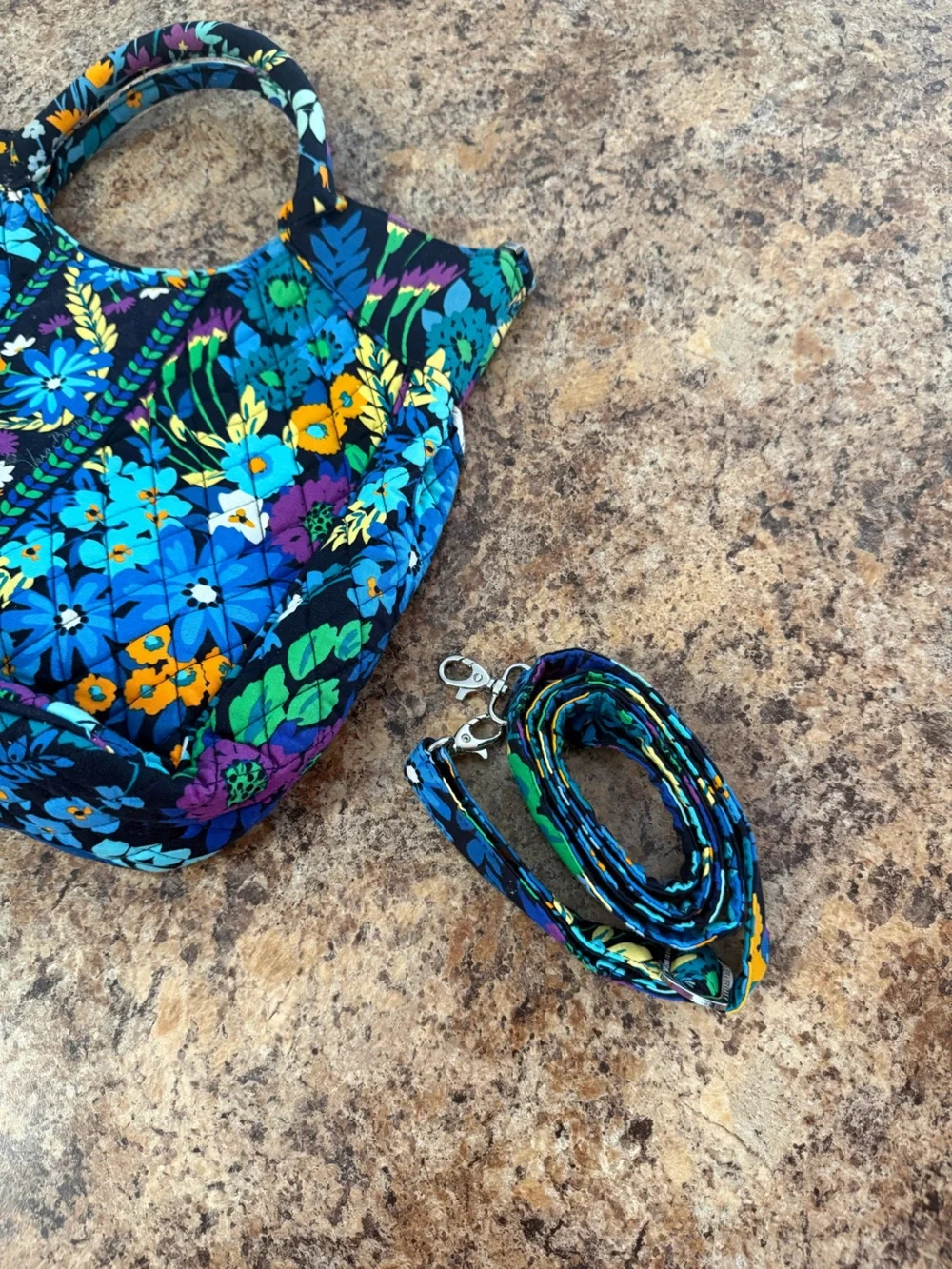 Vera Bradley Midnight Blues Quilted Satchel Crossbody Bag Floral Retired Print